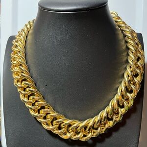 Erwin Pearl Chunky Gold Tone Elegant Gold Chain Necklace 18” Excellent Statement